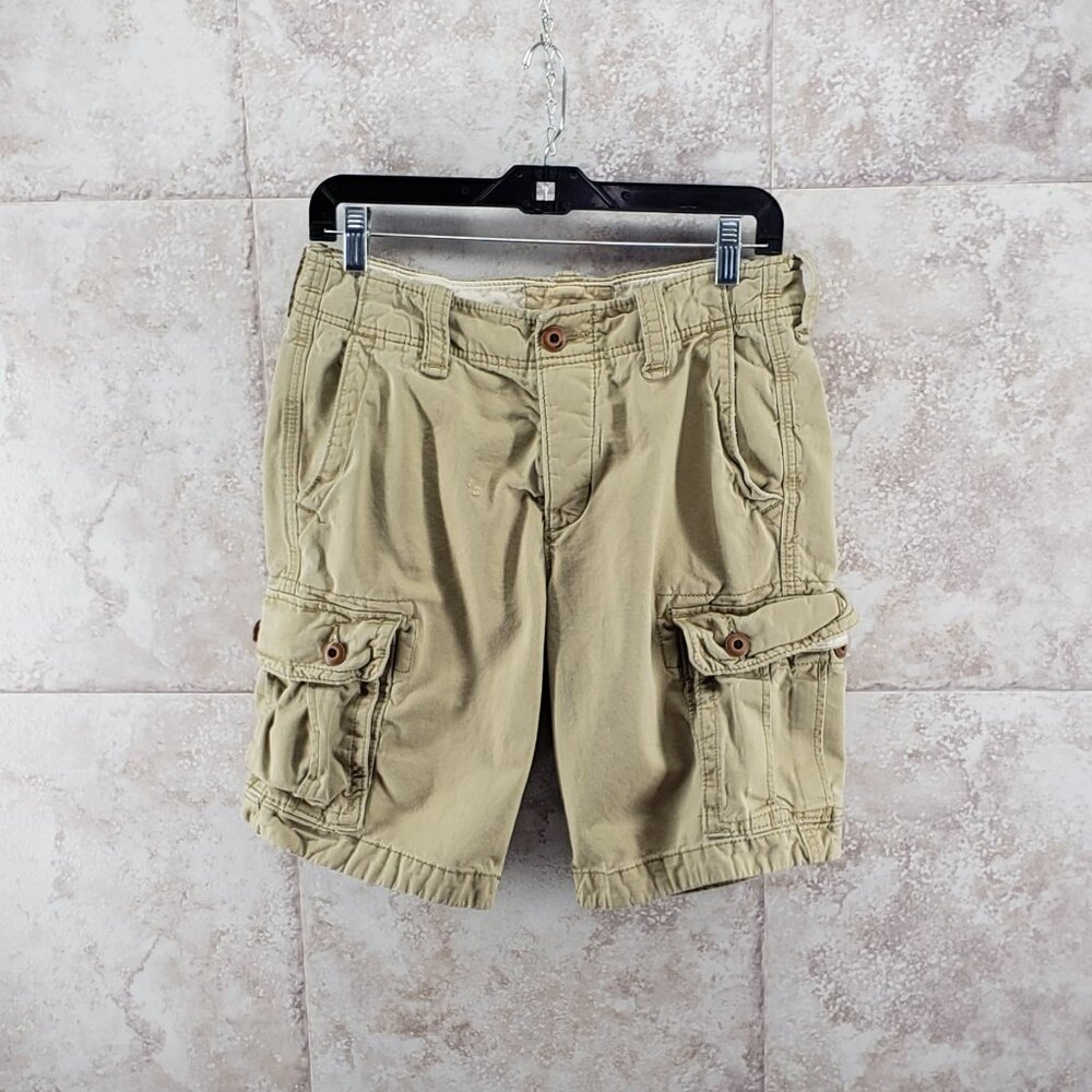 Button Fly Hollister Cargo Shorts Tan Mens Size 30 Vintage Y2K Utility Gorpcore